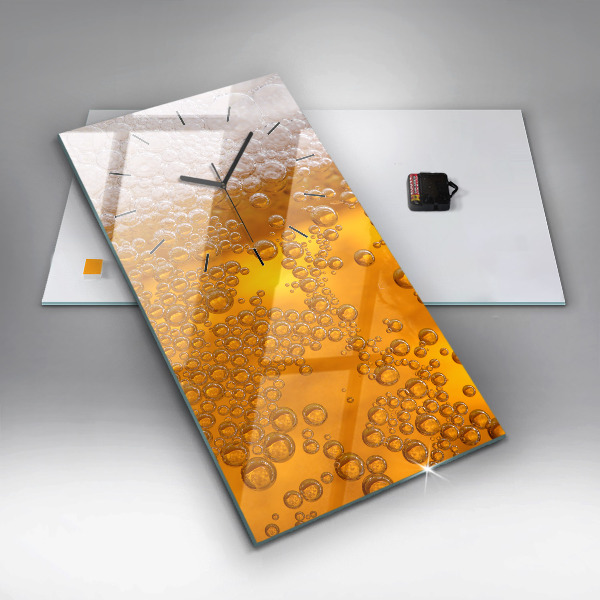 Ceas vertical de perete din sticlă Bere cu spumă