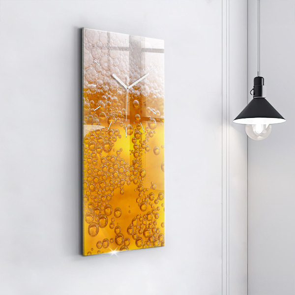 Ceas vertical de perete din sticlă Bere cu spumă