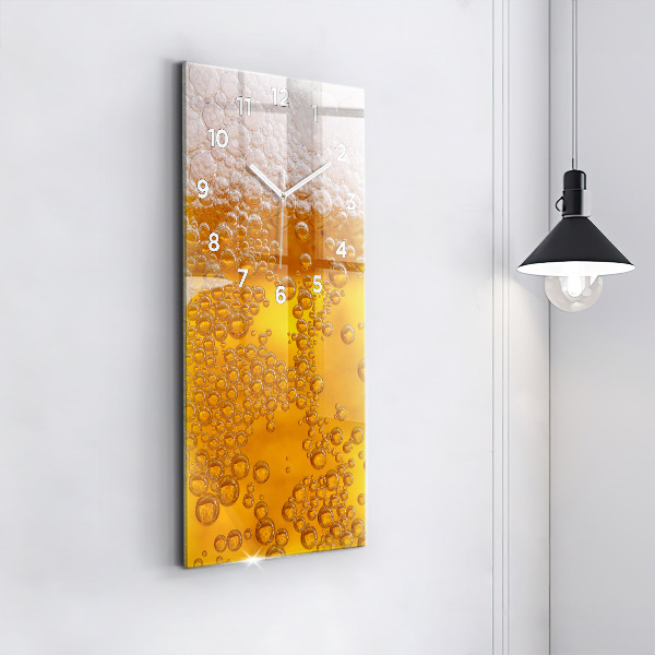 Ceas vertical de perete din sticlă Bere cu spumă