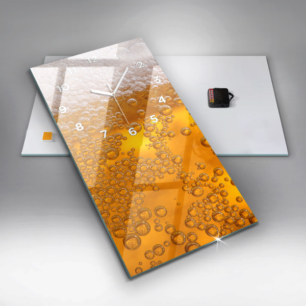 Ceas vertical de perete din sticlă Bere cu spumă