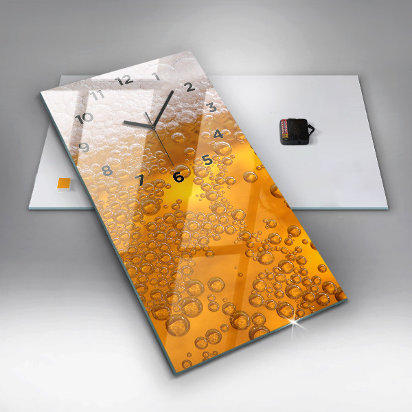 Ceas vertical de perete din sticlă Bere cu spumă