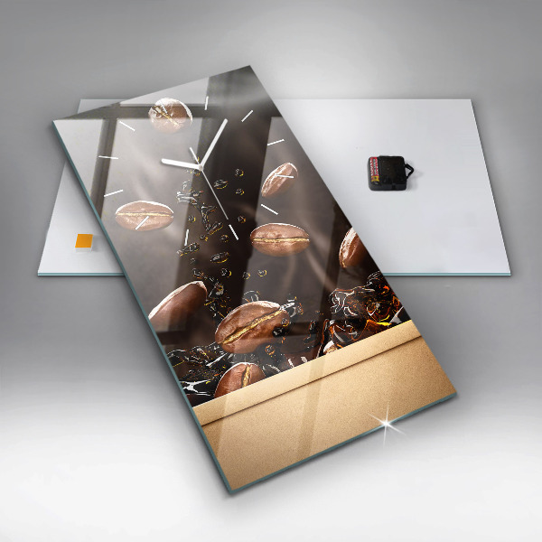 Ceas vertical de perete din sticlă Cafea fierbinte