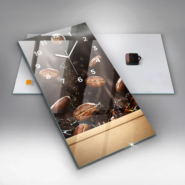 Ceas vertical de perete din sticlă Cafea fierbinte