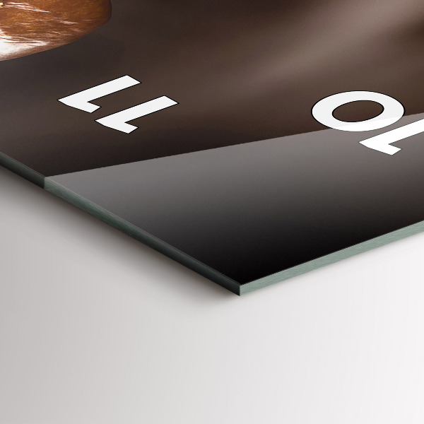 Ceas vertical de perete din sticlă Cafea fierbinte