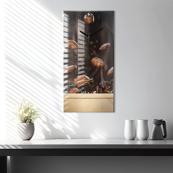 Ceas vertical de perete din sticlă Cafea fierbinte