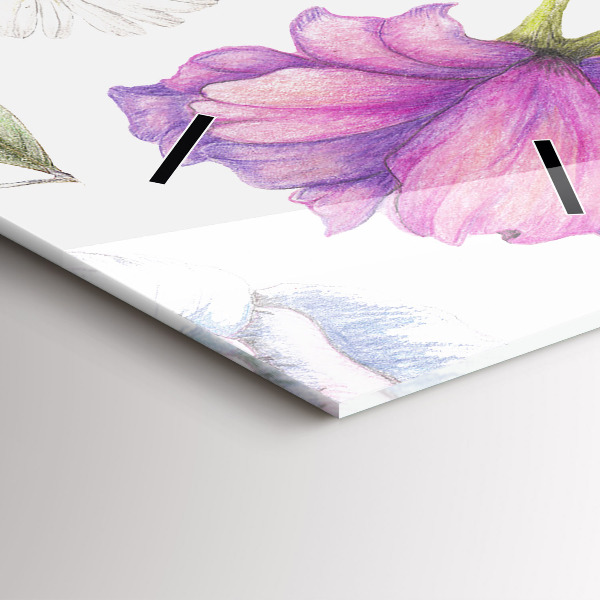 Ceas vertical de perete din sticlă Aranjament Floral