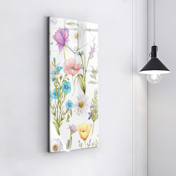 Ceas vertical de perete din sticlă Aranjament Floral