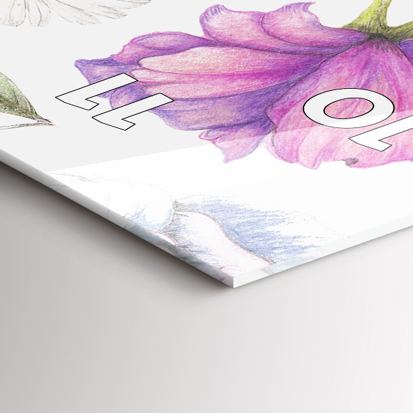 Ceas vertical de perete din sticlă Aranjament Floral