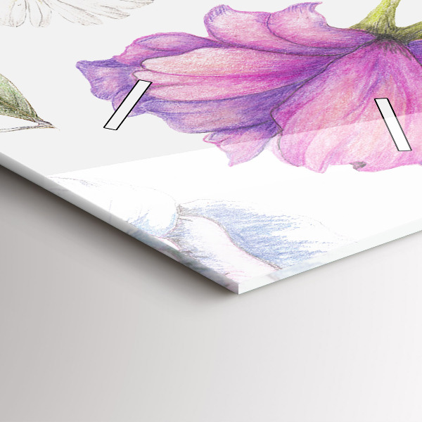 Ceas vertical de perete din sticlă Aranjament Floral