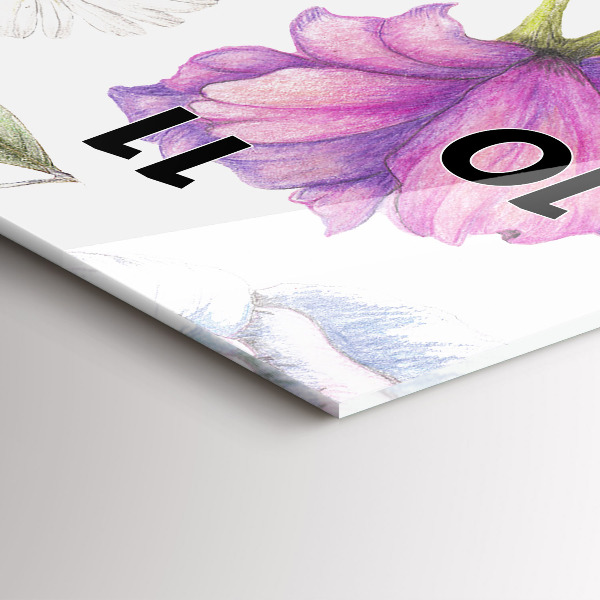 Ceas vertical de perete din sticlă Aranjament Floral