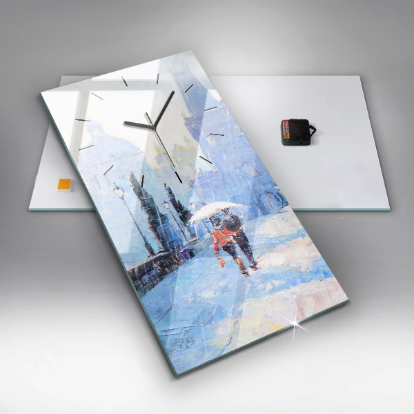 Ceas vertical de perete din sticlă Arta in ulei