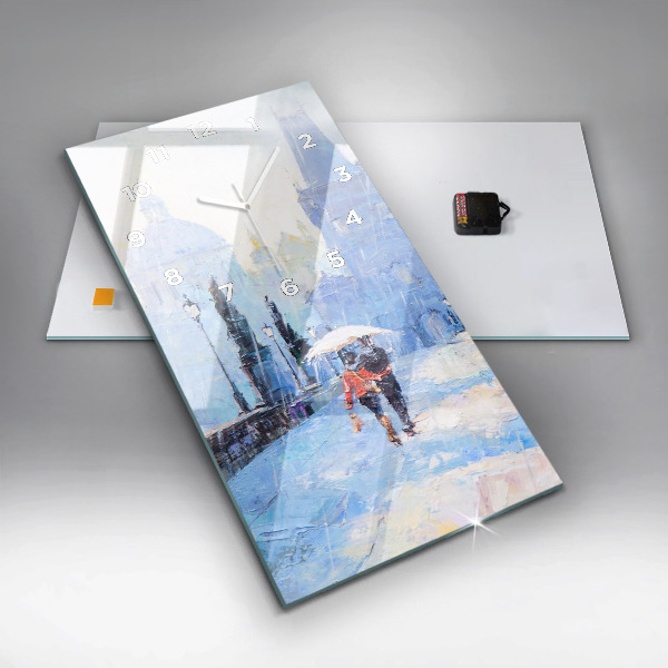 Ceas vertical de perete din sticlă Arta in ulei