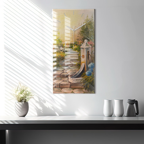 Ceas vertical de perete din sticlă Compoziția uleiului în pădure