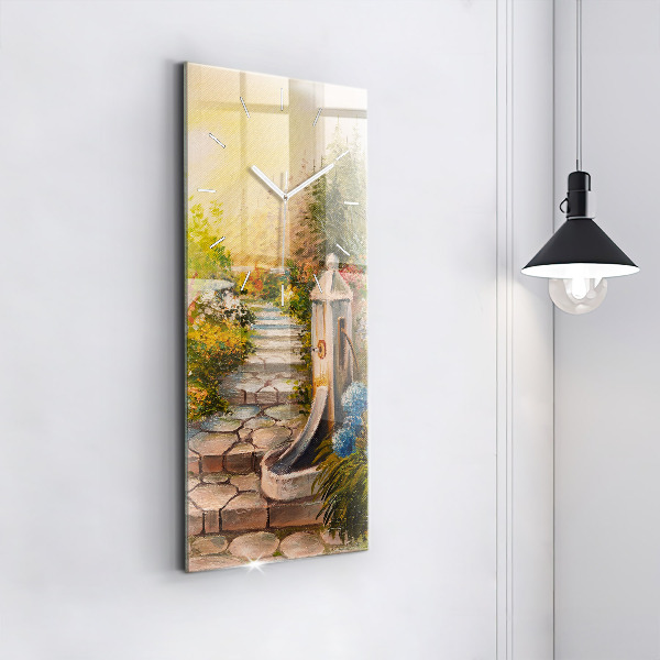 Ceas vertical de perete din sticlă Compoziția uleiului în pădure