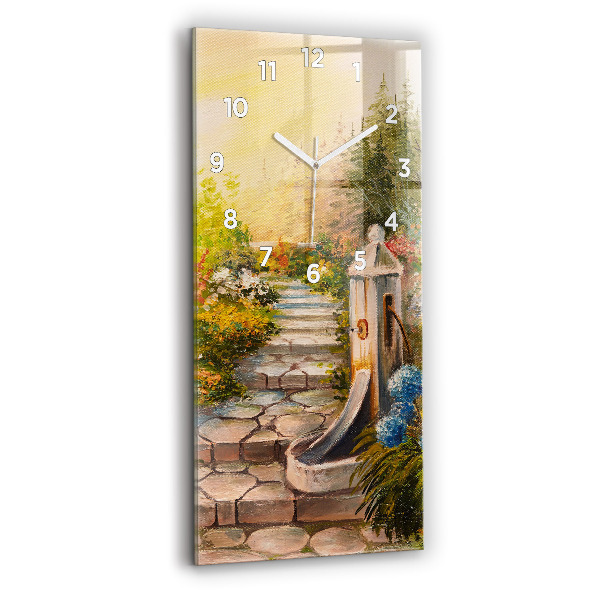 Ceas vertical de perete din sticlă Compoziția uleiului în pădure