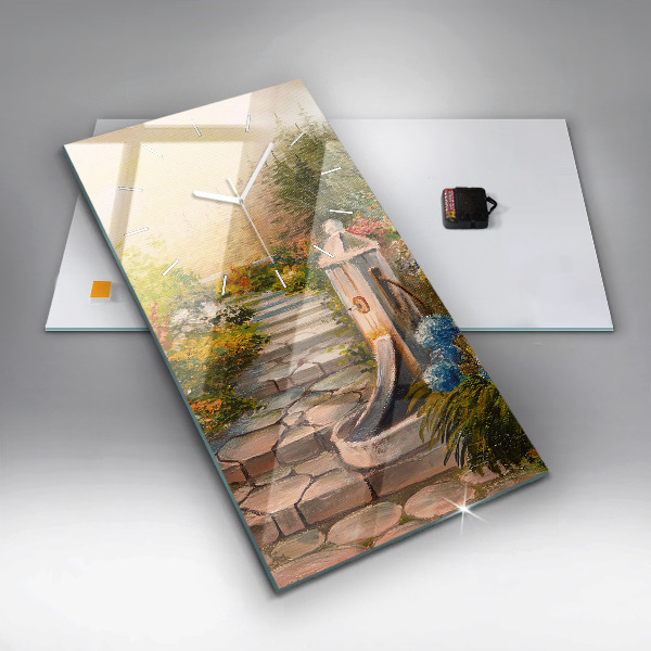 Ceas vertical de perete din sticlă Compoziția uleiului în pădure