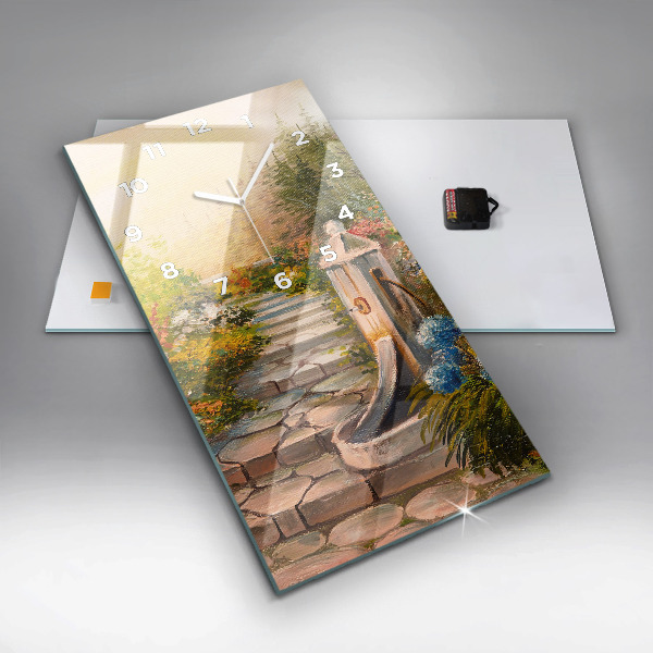 Ceas vertical de perete din sticlă Compoziția uleiului în pădure