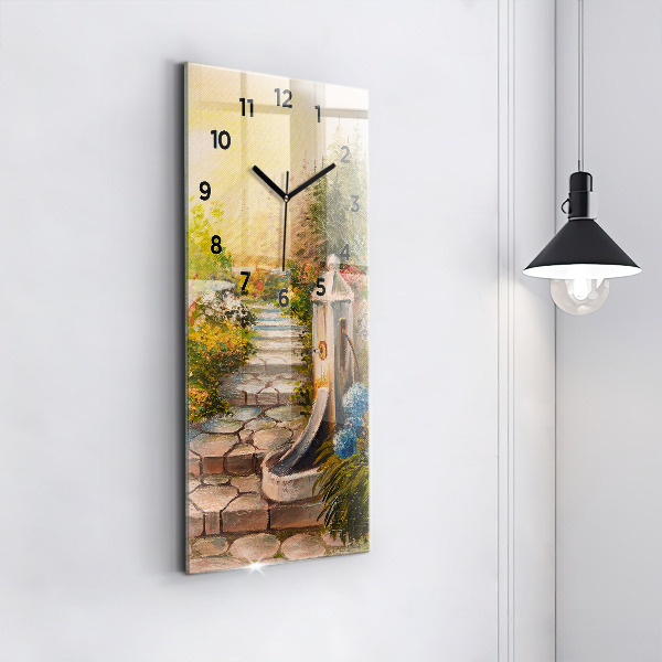 Ceas vertical de perete din sticlă Compoziția uleiului în pădure