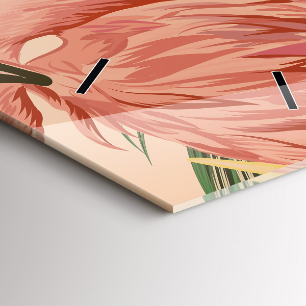 Ceas vertical de perete din sticlă Frunze de palmier tropical