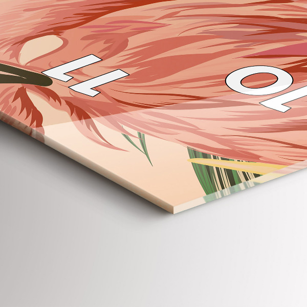 Ceas vertical de perete din sticlă Frunze de palmier tropical