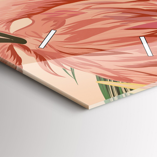 Ceas vertical de perete din sticlă Frunze de palmier tropical