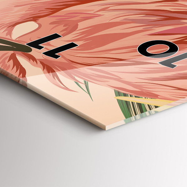 Ceas vertical de perete din sticlă Frunze de palmier tropical