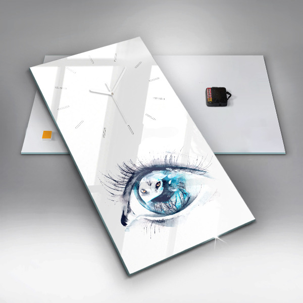 Ceas vertical de perete din sticlă Ilustrație cu privirea lupului