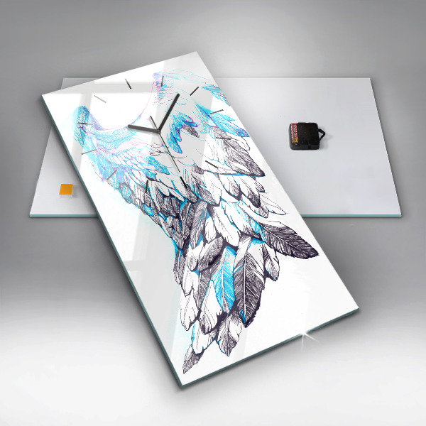 Ceas vertical de perete din sticlă Imitație de aripi de pasăre