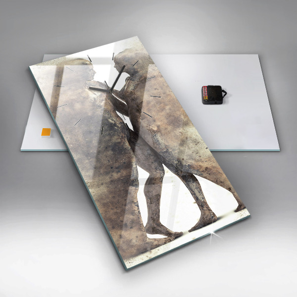 Ceas vertical de perete din sticlă Oameni abstracti nisip