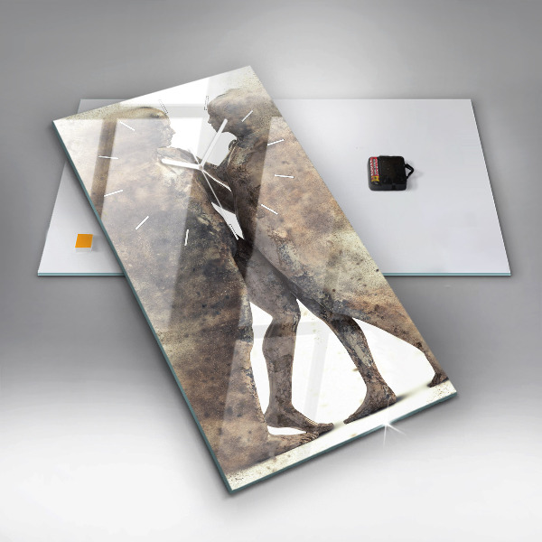 Ceas vertical de perete din sticlă Oameni abstracti nisip