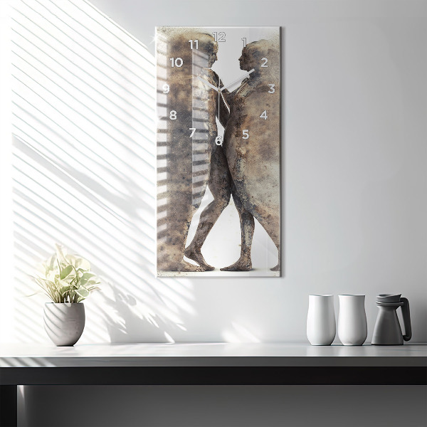 Ceas vertical de perete din sticlă Oameni abstracti nisip