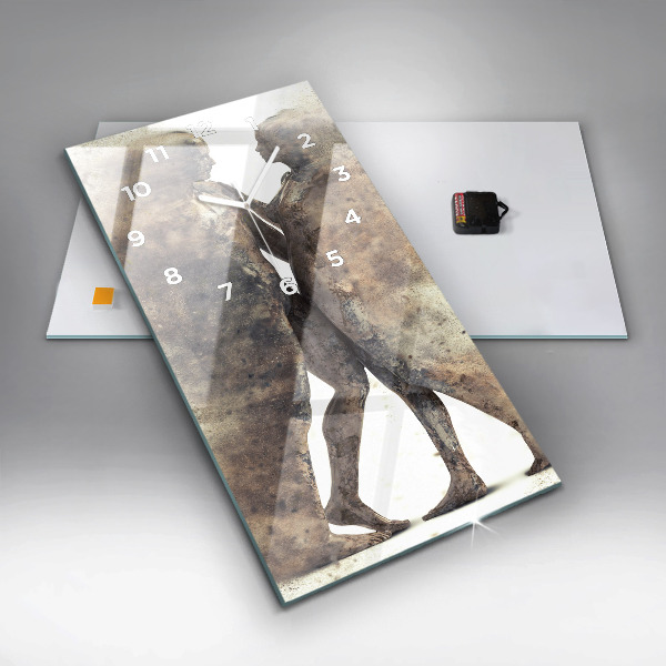 Ceas vertical de perete din sticlă Oameni abstracti nisip