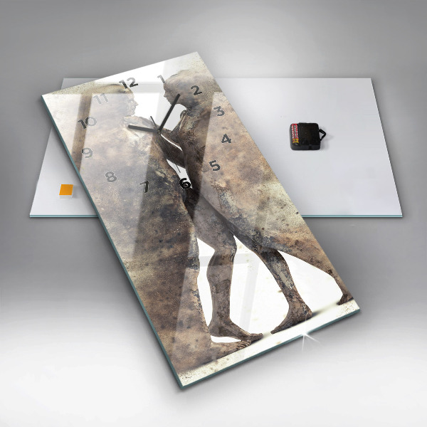 Ceas vertical de perete din sticlă Oameni abstracti nisip