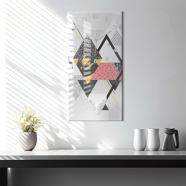 Ceas vertical de perete din sticlă Model geometric
