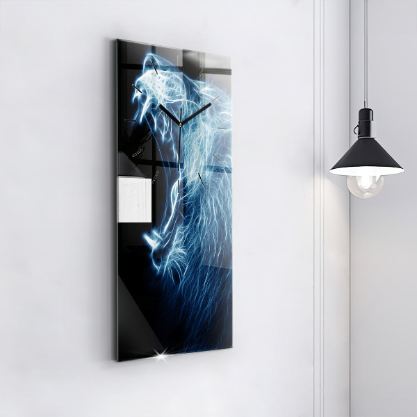 Ceas vertical de perete din sticlă Leu sălbatic