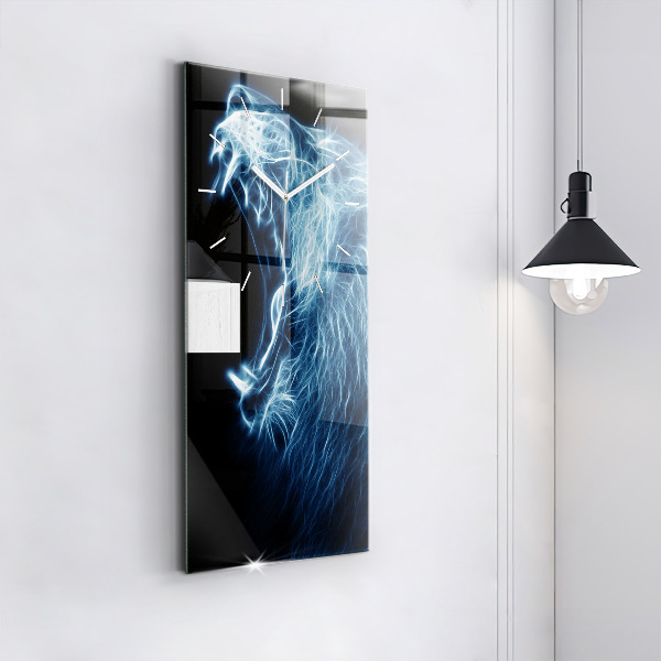 Ceas vertical de perete din sticlă Leu sălbatic