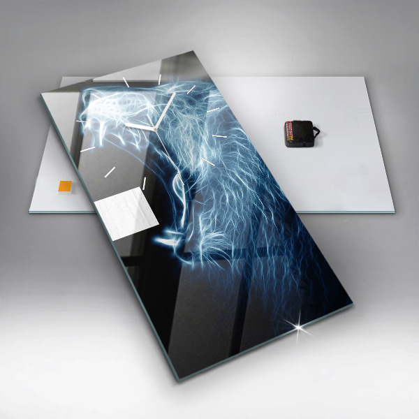 Ceas vertical de perete din sticlă Leu sălbatic