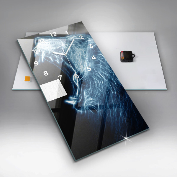 Ceas vertical de perete din sticlă Leu sălbatic