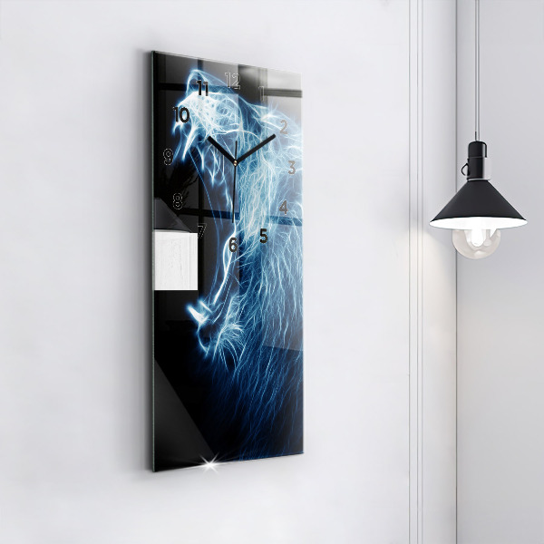 Ceas vertical de perete din sticlă Leu sălbatic