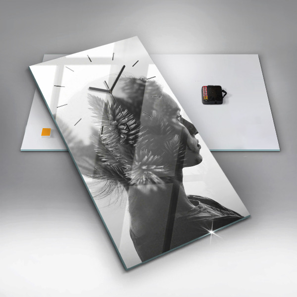 Ceas vertical de perete din sticlă Portretul unei femei