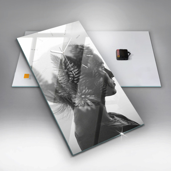 Ceas vertical de perete din sticlă Portretul unei femei