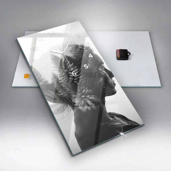 Ceas vertical de perete din sticlă Portretul unei femei