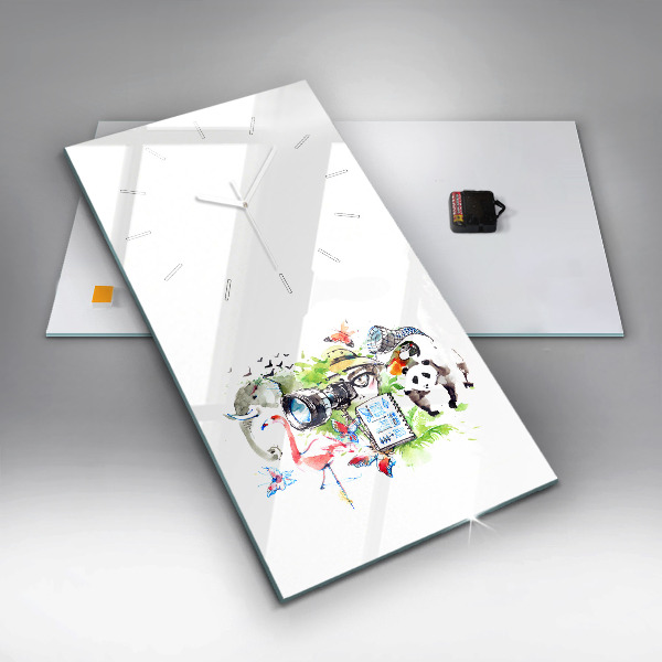 Ceas vertical de perete din sticlă Zoolog