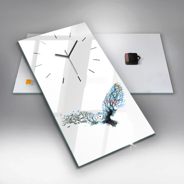 Ceas vertical de perete din sticlă Libertatea și natura păsărilor