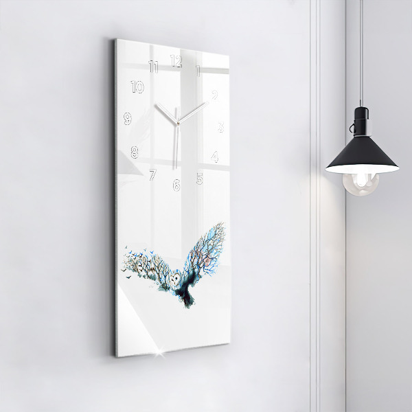 Ceas vertical de perete din sticlă Libertatea și natura păsărilor