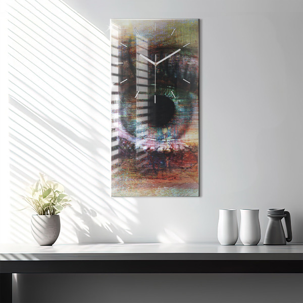 Ceas vertical de perete din sticlă Street Art Eye