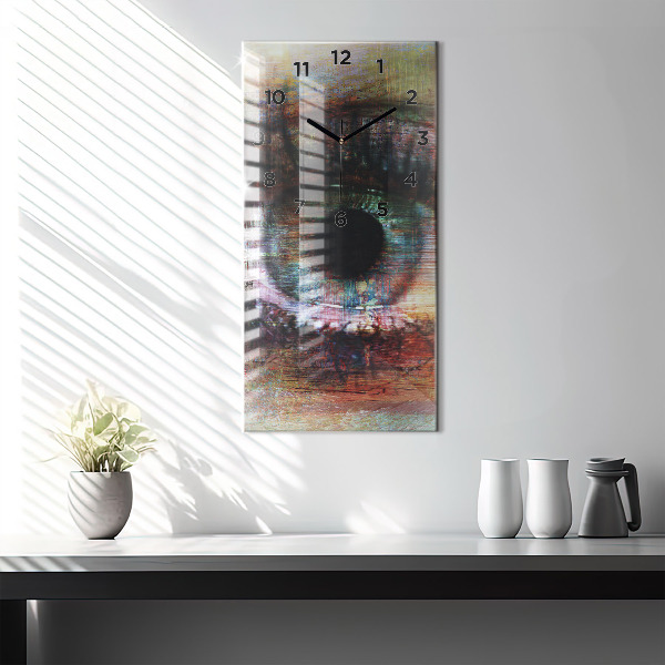 Ceas vertical de perete din sticlă Street Art Eye