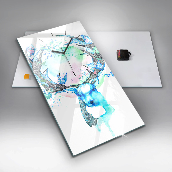 Ceas vertical de perete din sticlă Ilustrație de cerb