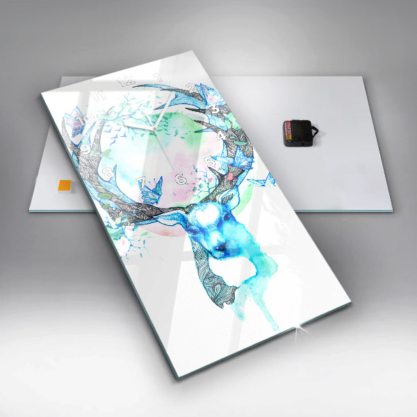 Ceas vertical de perete din sticlă Ilustrație de cerb