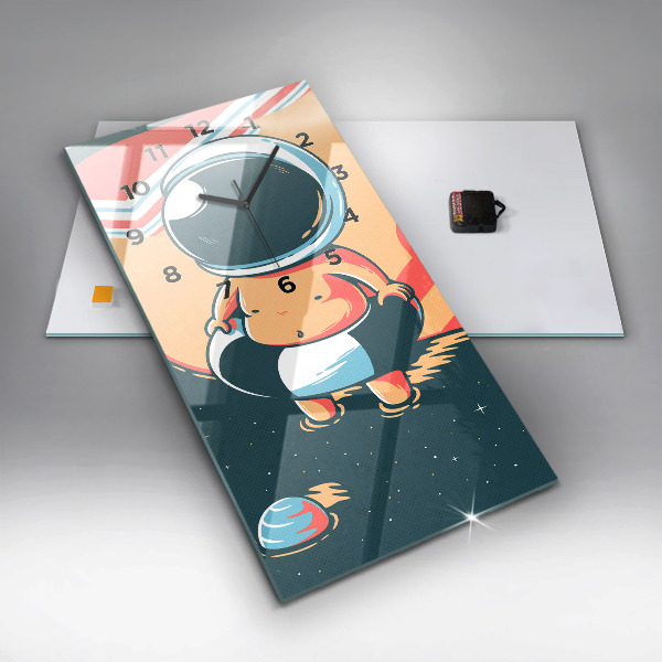 Ceas vertical de perete din sticlă Imaginația copiilor